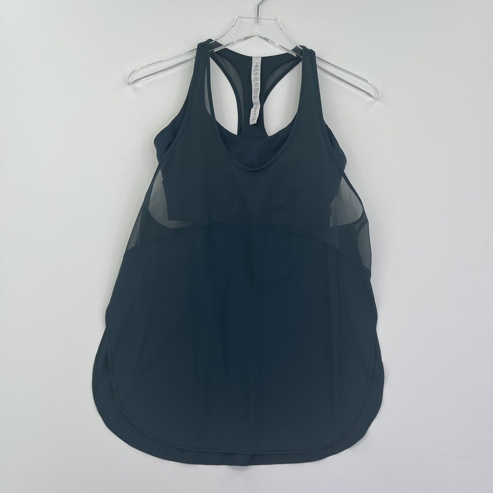Lululemon Tank Top Activewear Dark Green Size 6 Built-In-Sport Bra
